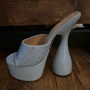 Baby blue rhinestone hour glass heels.